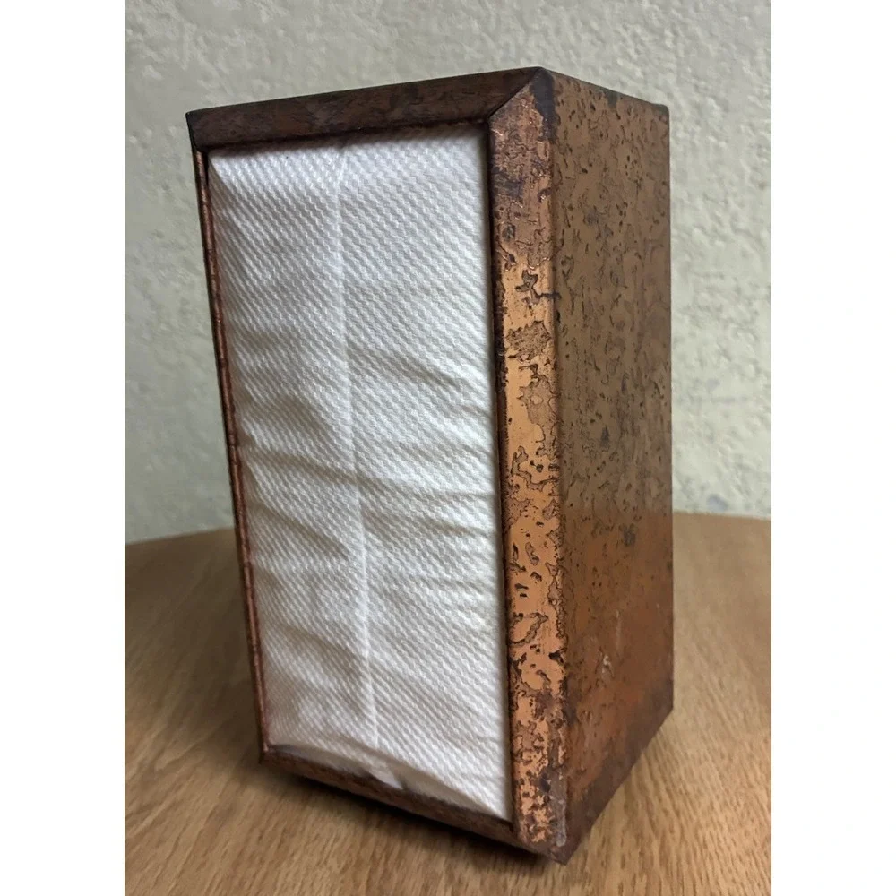 Drip-Cut Starline Napkin Holder Copper‎ Chrome MCM Made In USA Vintage